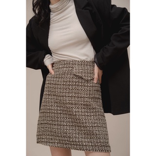 [SALE UP TO 50%] LEN clothing Chân váy vải tweed kim tuyến thời trang nữ màu nâu size L - 789503
