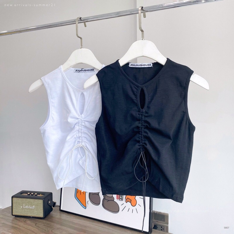 Áo tanktop, áo niche cropped có dây rút ở ngực Jealous product 5807
