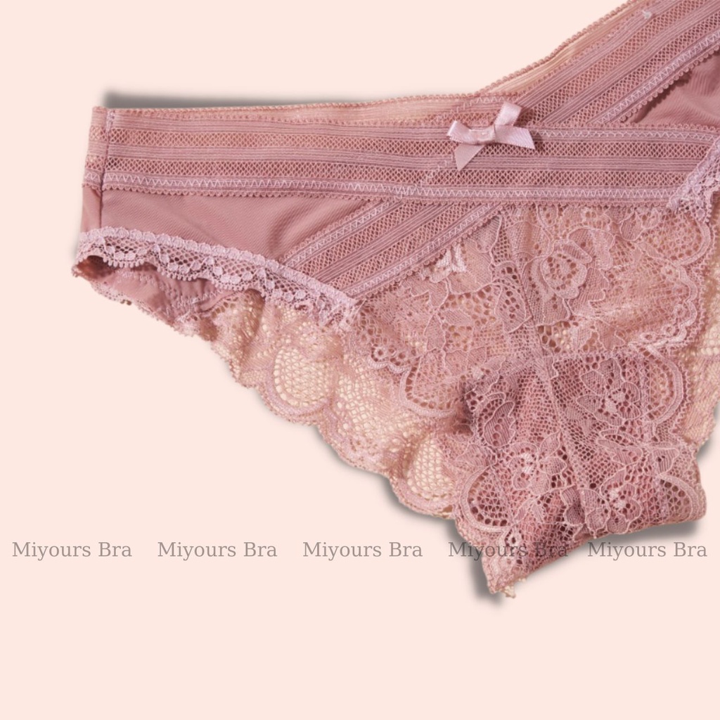 Quần lót, quần chíp nữ cạp chéo MiYours Fashion &amp; More QL301 ren cao cấp chống viêm, kháng khuẩn phối nơ mềm mịn