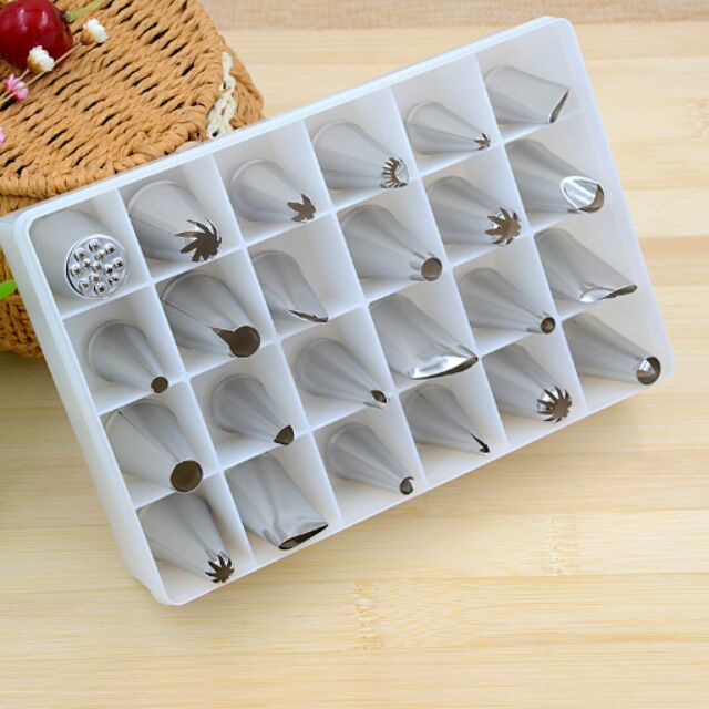 Hộp 24 Đui Bắt Kem - Dụng Cụ Trang Trí Bánh Kem - Đui Bắt Bông Kem