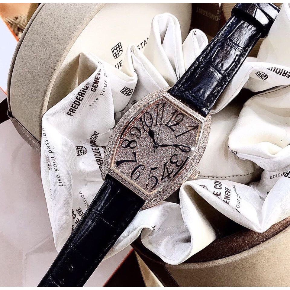Đồng Hồ Davena Nữ Dây Da Đen 36mm Silver Authentic