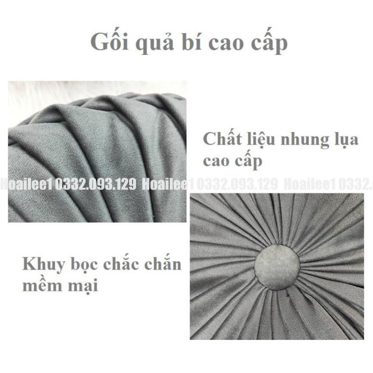 [Hàng sẵn] Gối tựa sofa hình bí ngô bánh xe sang chảnh, vải nhung cao cấp kích thước 40cm