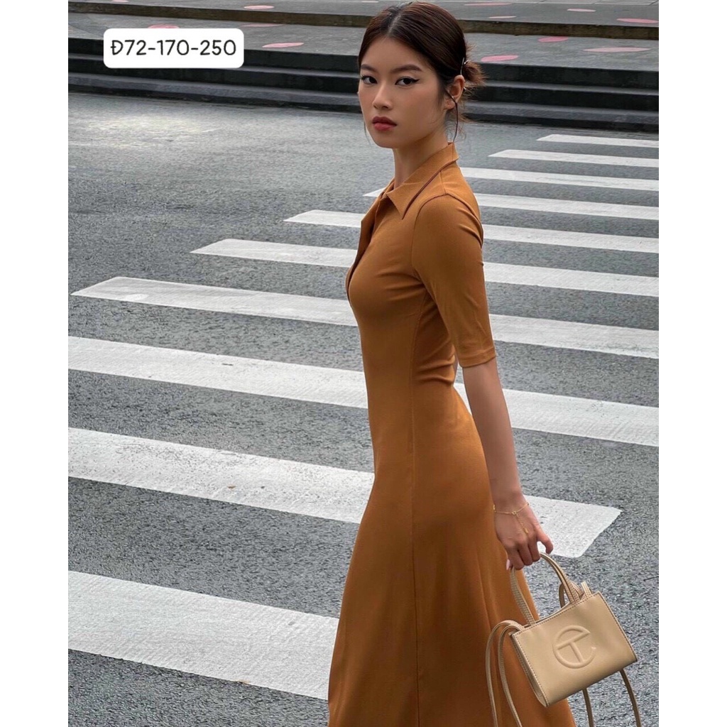ĐẦM THUN MAXI TAY LỠ, CỔ ÁO POLO Đ72 - THANH LỊCH, THÍCH HỢP ĐI HỌC, ĐI LÀM, ĐI CHƠI