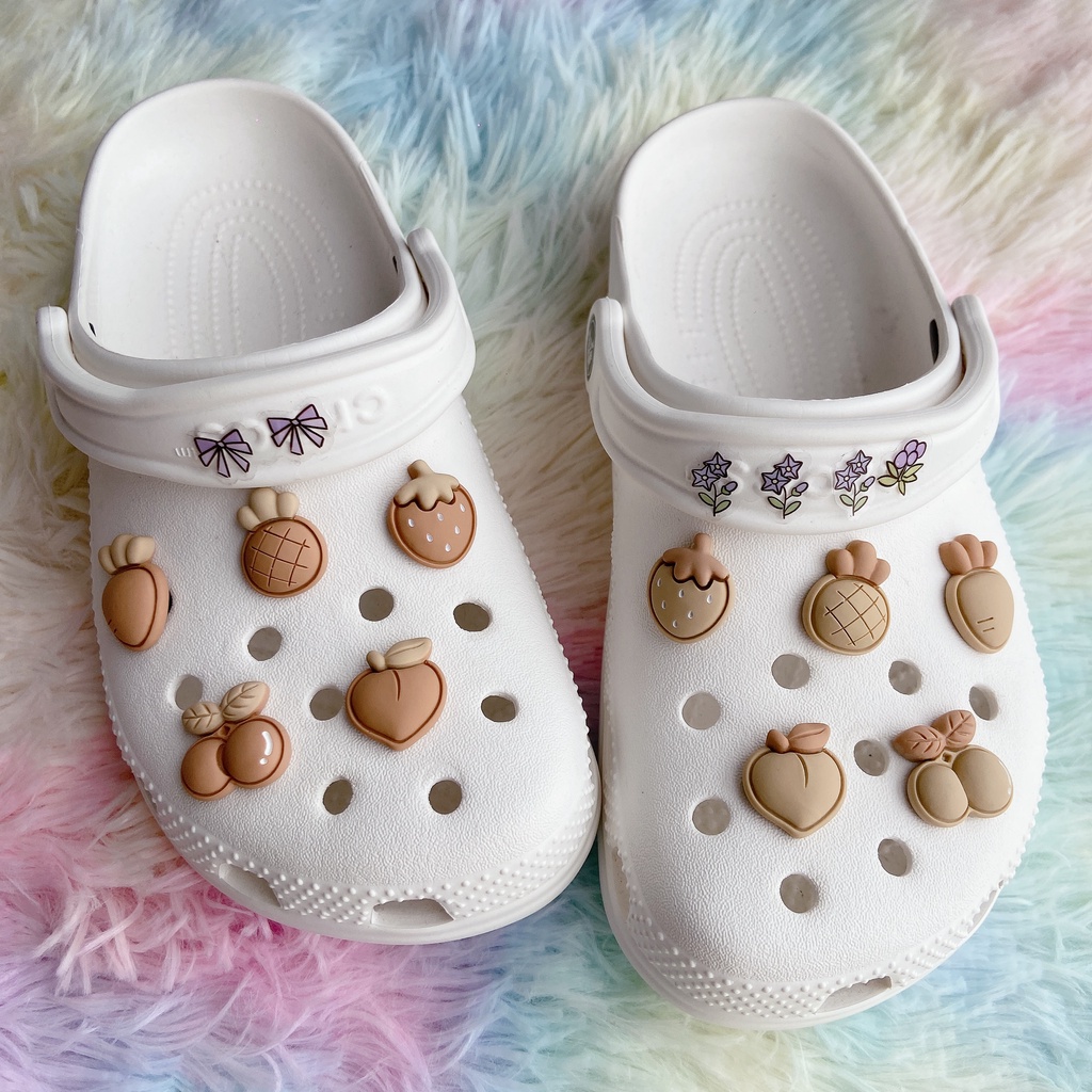 sticker dép crocsBộ 10 Nút Trang Trí Giày Hình Trái Cây Xinh Xắn