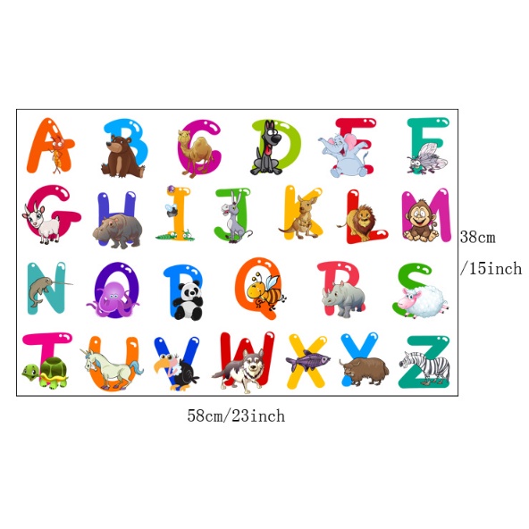 Decal giấy dán tường- mẫu Bảng chữ cái hình thú cho bé vui học