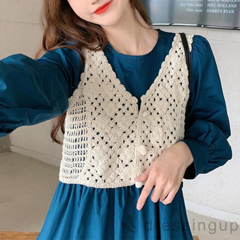 Áo Kiểu Không Tay Cổ Chữ V Màu Sắc Đơn Giản Cho Nữ