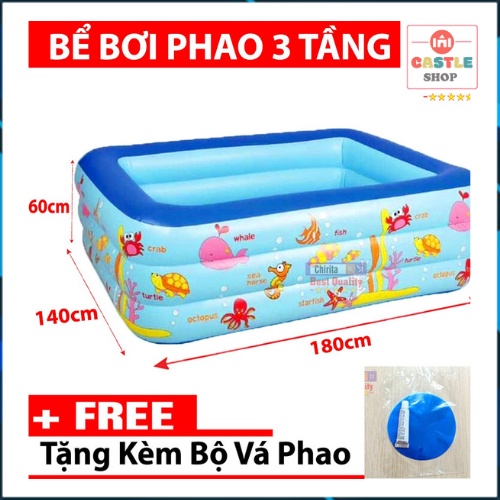 Bể Bơi Phao Trẻ Em 3 Tầng,Bể Phao Bơi Loại Cao Cấp 1M3-1M5-1M8-2M1 Giúp Bé Tập Bơi Và Vui Chơi Trong Thời Tiết Nắng Nóng