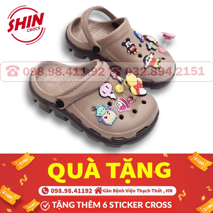 Dép cross cho bé DUET💖FREESHIP💖dép cross cho bé trọn bộ 4 mã SHINCRO7781 tặng thêm 6 jibiiz cross cài dép