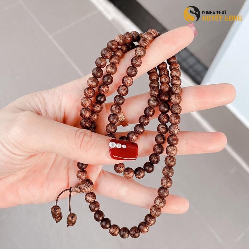 Vòng Tay Trầm Hương Chuỗi Tràng Hạt 108 6mm 8mm Trầm Tốc Rừng Tự Nhiên Mang Lại Tài Lộc, May Mắn, Bình An