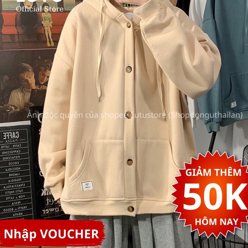 Áo Khoác Hoodie Cài Cúc Unisex Nam Nữ Chất Nỉ Bông Dày Dặn Form Rộng Oversize | WebRaoVat - webraovat.net.vn