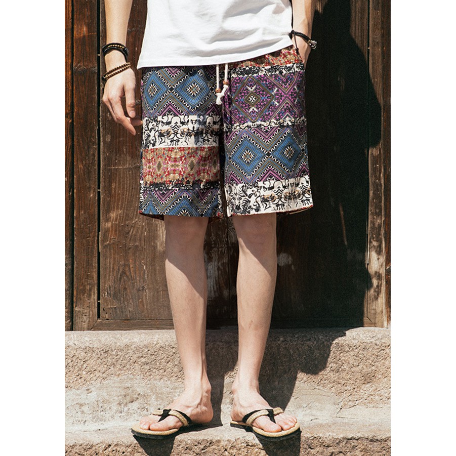 Quần short thô họa tiết phong cách Nhật dành cho nam chất liệu thoáng mát | BigBuy360 - bigbuy360.vn