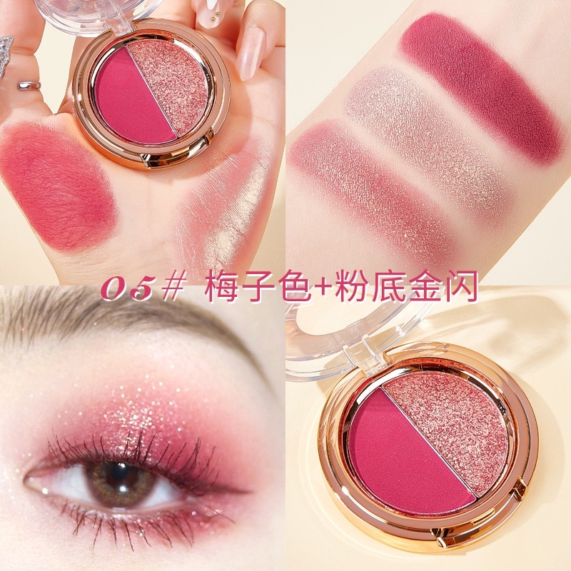 Bảng phấn mắt KISS BEAUTY Makeup Eyeshadow 2 ô nhũ và lì
