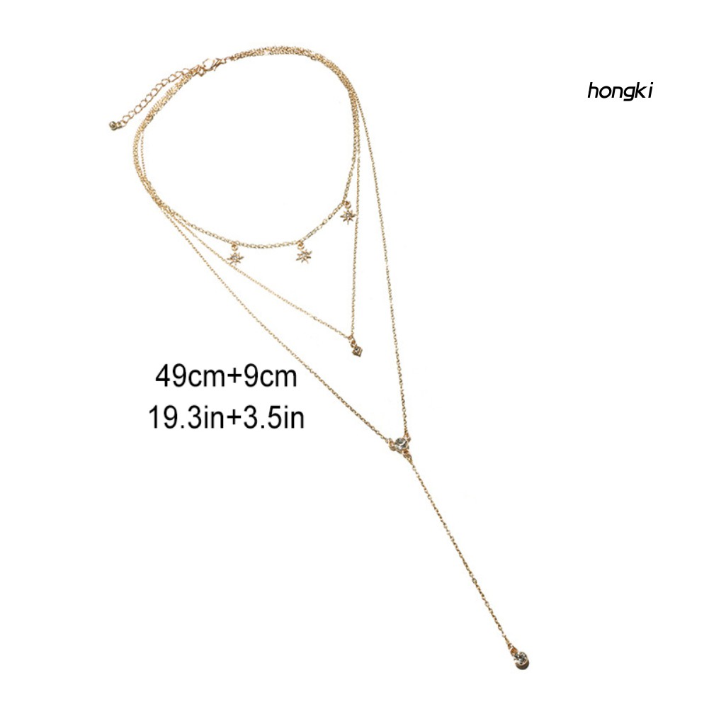 Vòng cổ nhiều lớp mặt hình ngôi sao đính đá nhân tạo thời trang cho nữ