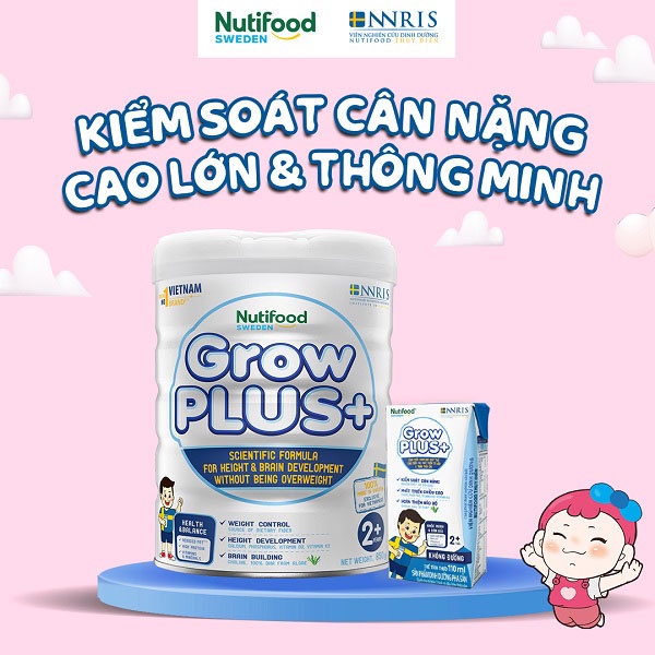 Sữa Bột Grow Plus Trắng cho trẻ béo phì 850G (trẻ 2 tuổi trở lên) giúp bé phát triển toàn diện