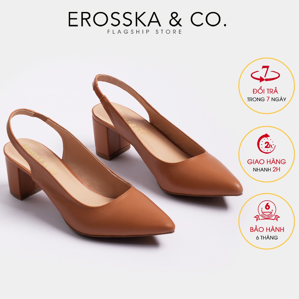 [Mã WABRTL3 -10% đơn 250K]Giày cao gót Erosska thời trang mũi nhọn phối dây hở gót cao 5cm _ EH015