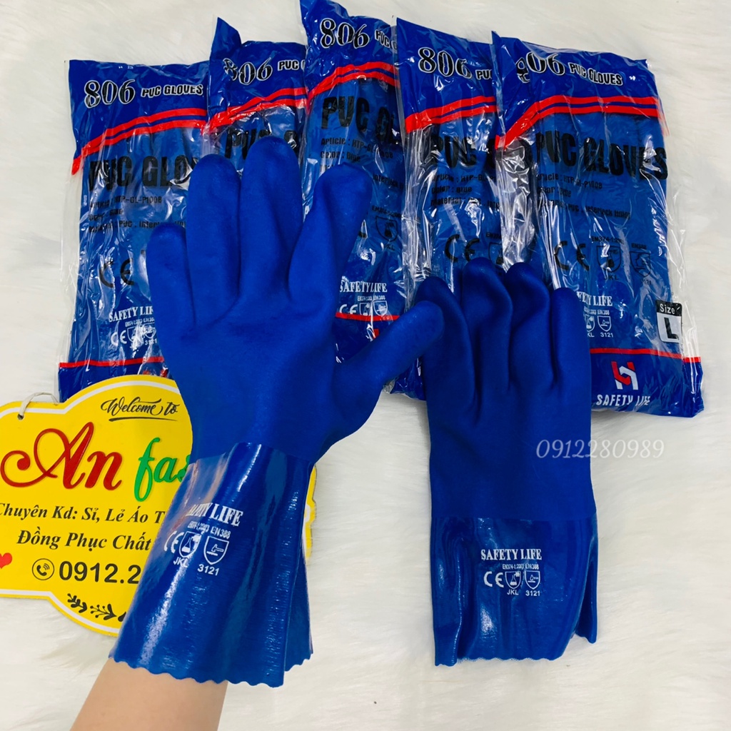 Găng tay Glove 806 chống dầu, chống hóa chất, chống trơn trượt ngành cơ khí Safety _ Hình chụp thật