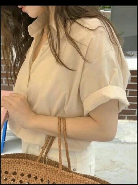 Áo sơ mi đũi lụa cộc tay kiểu dáng vintage màu pastel