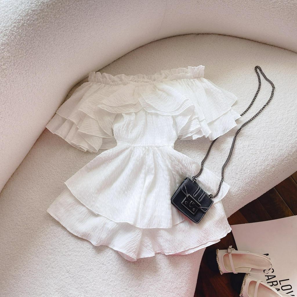 SET ÁO TRẮNG XỐP TRỄ VAI TAY TẦNG + SHORT