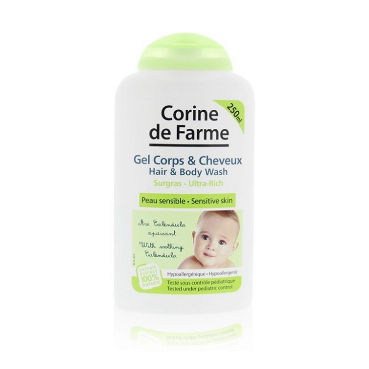 [CHÍNH HÃNG] Corine De Farme Gel Tắm Gội Cho Bé Hair &amp; Body Wash 250ml