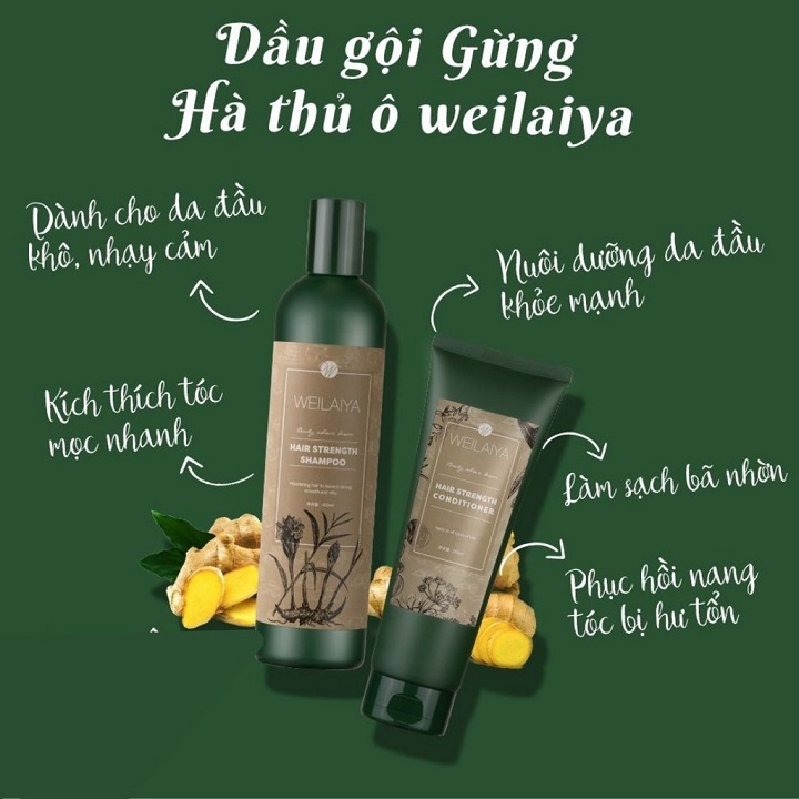 Dầu Gội Weilaiya Chính Hãng Gừng Thảo Dược Ngăn Rụng Tóc, Dầu Gội Đầu Wailaiya Cặp Gừng Ngừa Rụng Tóc N16