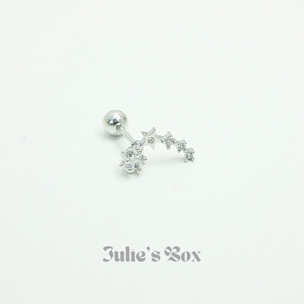 [1 Chiếc] Khuyên Tai Vành Bolide Tai Xỏ Nam Nữ Hình Unisex Titanium Không Đen Không Ngứa Không Dị Ứng julies box