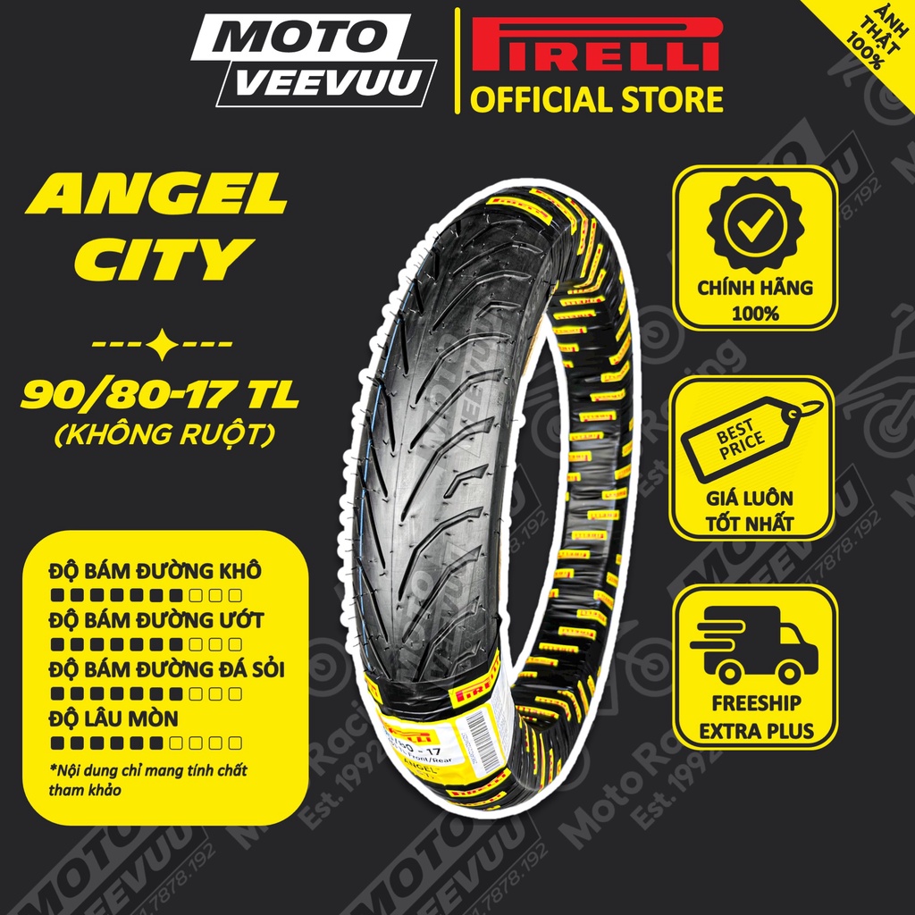 Vỏ lốp xe máy PIRELLI 90/80-17 TL Angel City (Lốp không ruột)
