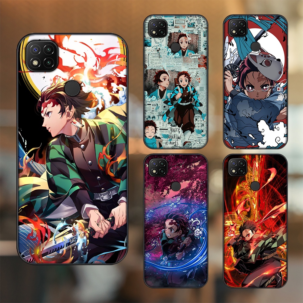 Ốp lưng Xiaomi Redmi 9C viền đen in hình Tanjiro Kimetsu No Yaiba