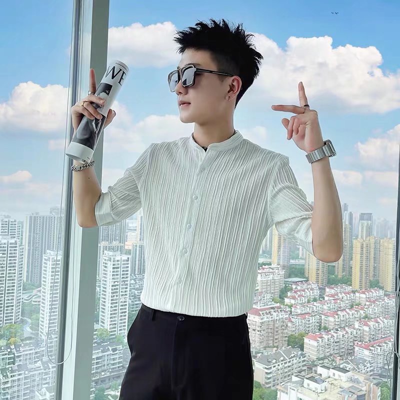 Áo Sơ Mi Ngắn Tay Họa Tiết Sọc Thời Trang Dành Cho Nam