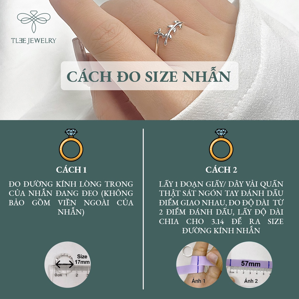 Nhẫn bạc nữ TLEE lá trơn basic dịu dàng NCJ A0109