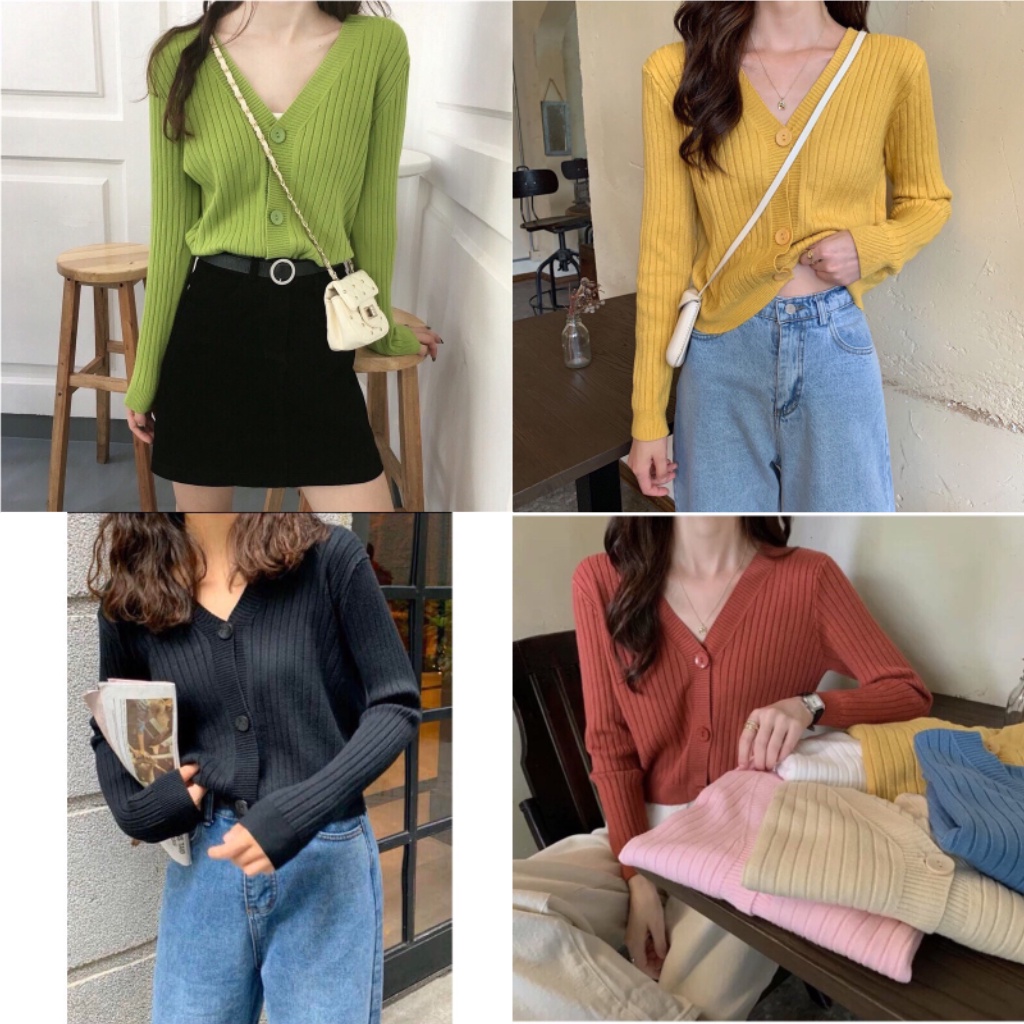 Áo cadigan len mỏng 3 khuy giữa loại 2, Khoác len dài tay khuy nhựa AL1260 - NhiNhiShop