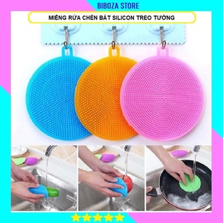 Miếng cọ rửa chén bát silicon có quai treo tiện lợi