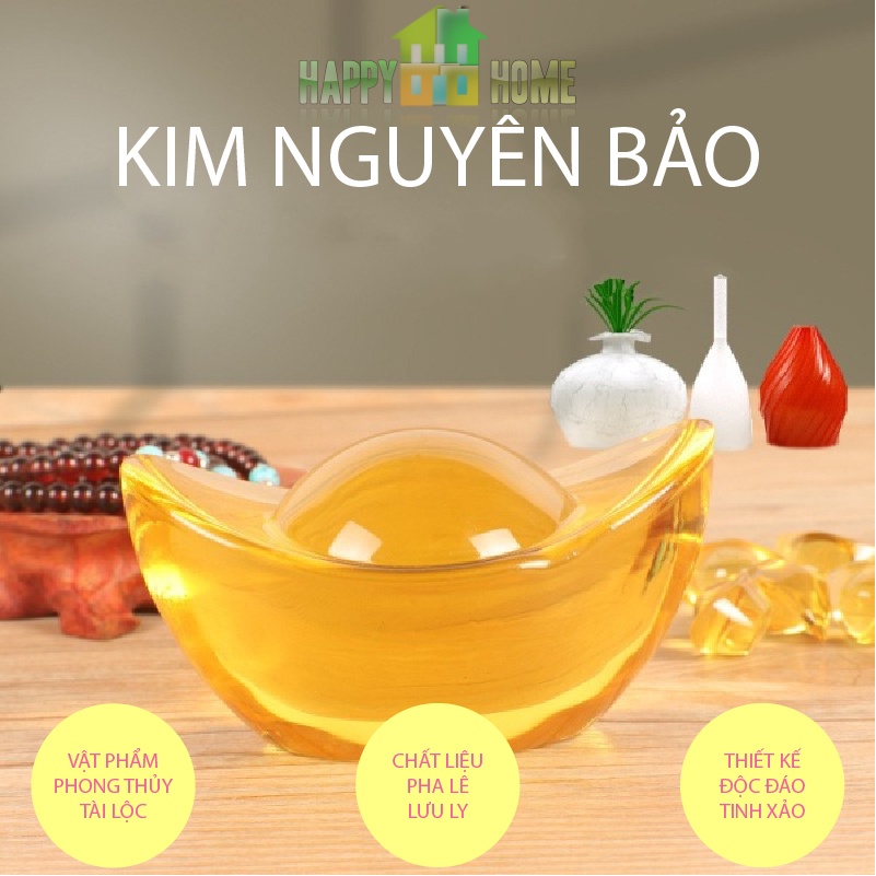 Kim Nguyên Bảo - Thỏi Vàng Pha Lê Phong Thủy Thần Tài May Mắn ( Được Chọn Size)