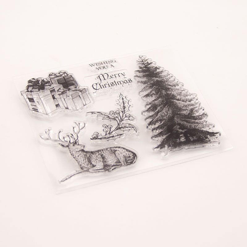 Con Dấu Silicone Trong Suốt Hình Cây Thông Giáng Sinh Trang Trí Sổ Tay DIY