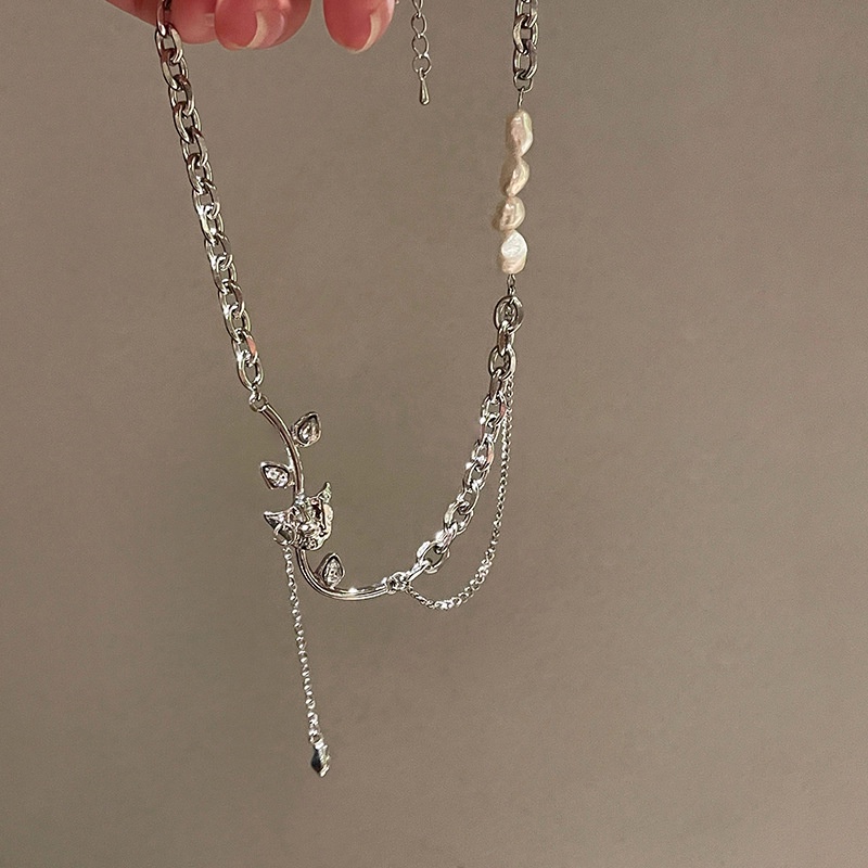 (MớI) Dây ChuyềN HợP Kim ĐíNh Đá/NgọC Trai Giả Xinh XắN