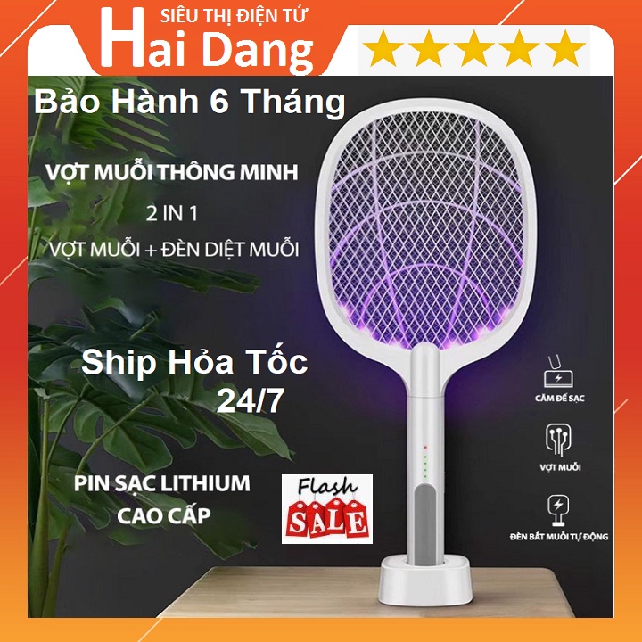 Vợt Tự Động Bắt Muỗi, Kiêm Đèn Bắt Muỗi Côn Trùng Đa Năng 2in1 - Tích Điện Sạc Pin - Bảo Hành 6 Tháng Lỗi 1 Đổi 1