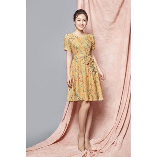 Đầm xòe hoa tiết hoa nhí kèm dây msvay029