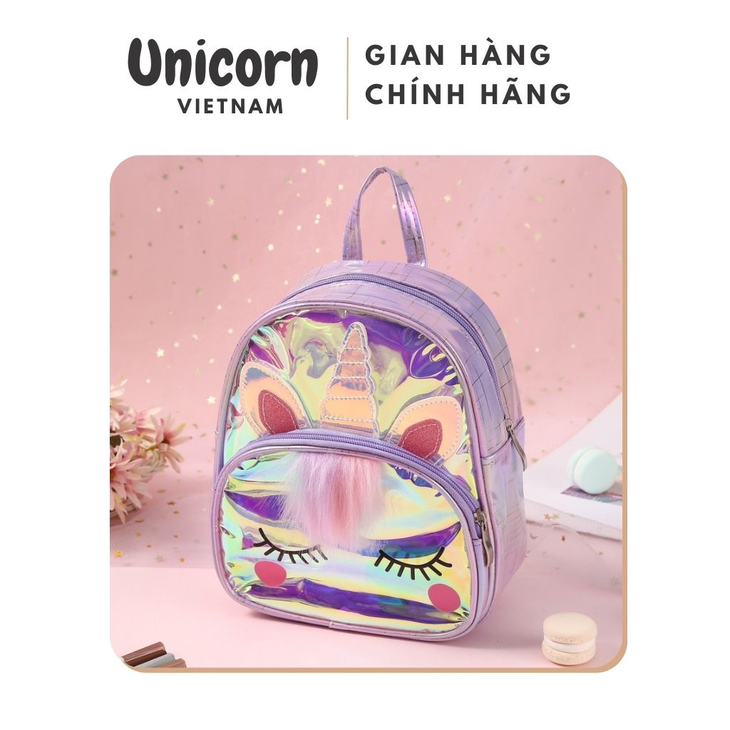 Balo túi nữ đi học giá rẻ da bóng kỳ lân cute dễ thương Unicorn Vietnam