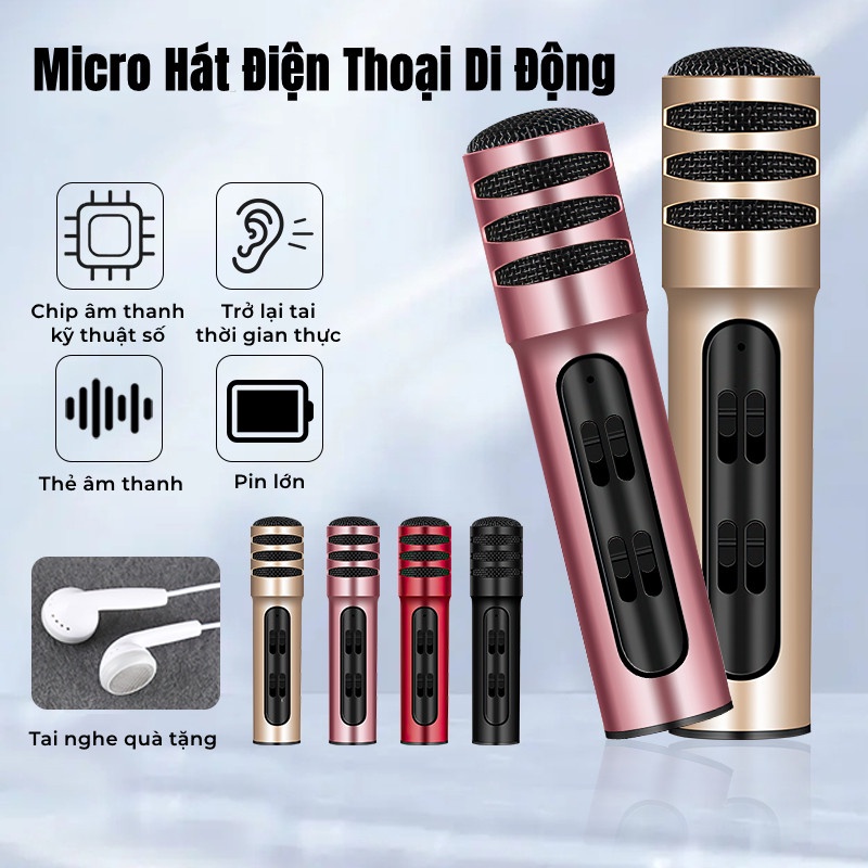 Micrô Karaoke C7 micrô máy tính di động Thu Âm Hát Karaoke Livestream 3 in 1 Loại nhỏ, dễ mang theo Hát Livestream