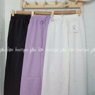 Quần culottes chất đũi cạp chun lơ dáng lỡ