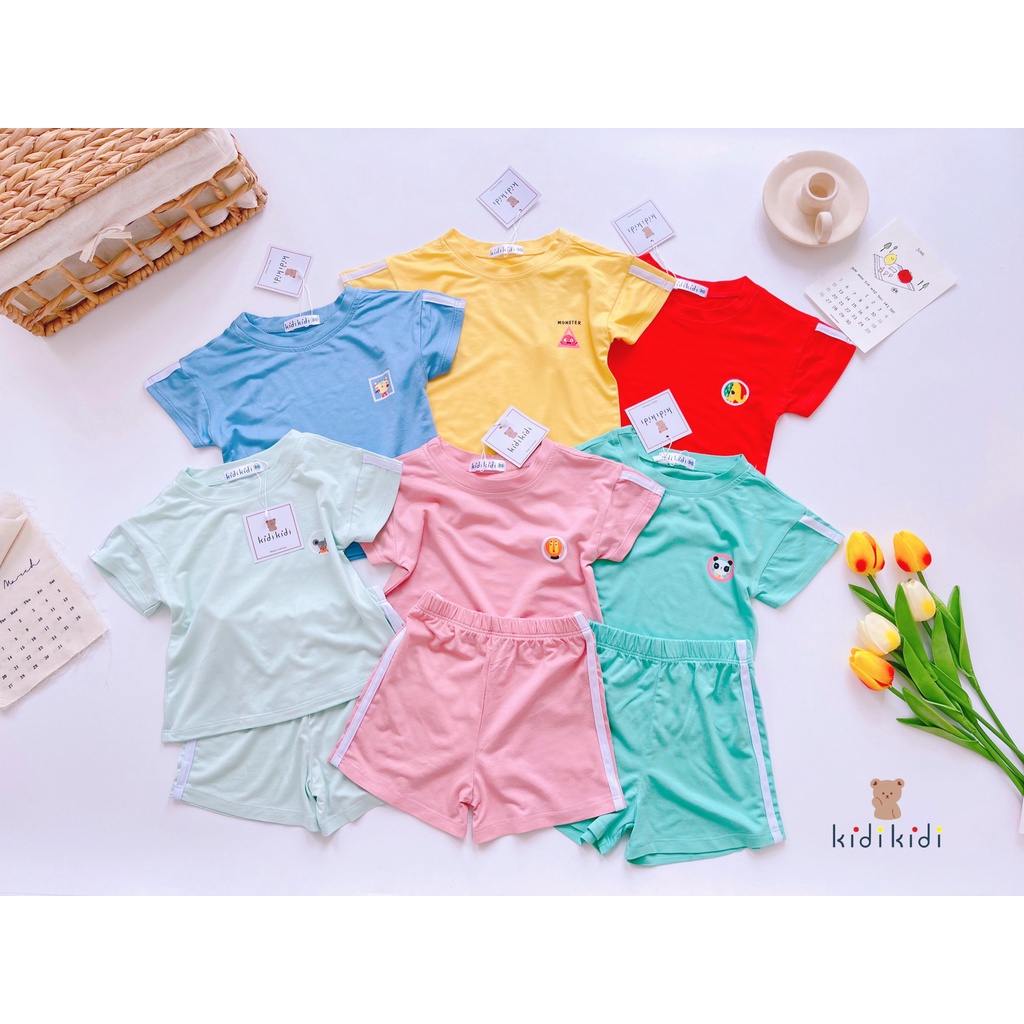 [Bé 7-32kg] Bộ ngắn tay thun lạnh chữ Hi cho bé trai bé gái - HÀNG LOẠI 1