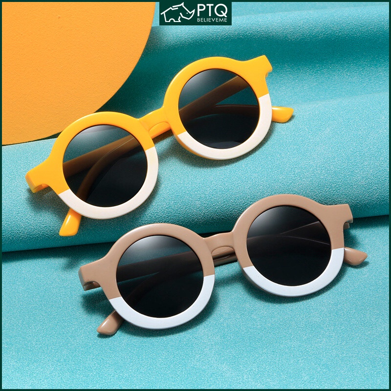 Kính Chống Nắng PTQ Gọng Tròn Phong Cách Hàn Quốc Thời Trang Cho Bé Gái