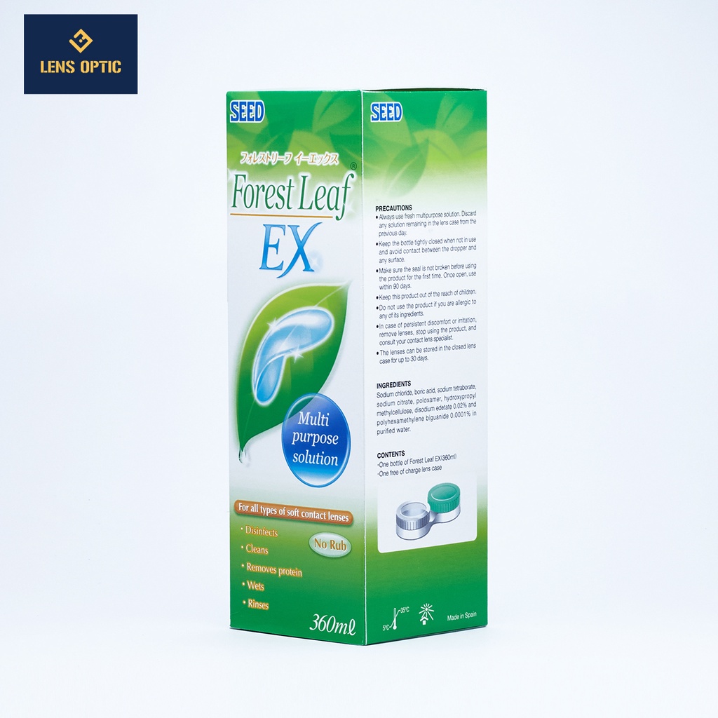 Nước ngâm rửa kính áp tròng Forest Leaf EX SEED cho mắt khô, mắt nhạy cảm - Lens Optic