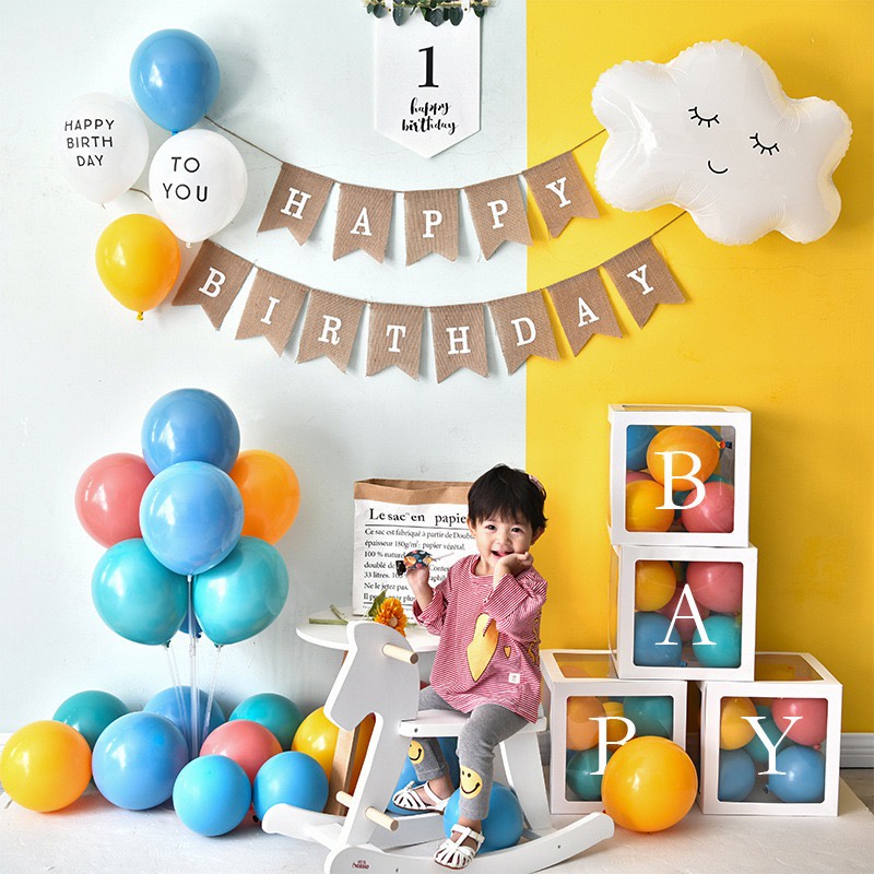 cờ vải Happy birthday in số tuổi phong cách hàn quốc