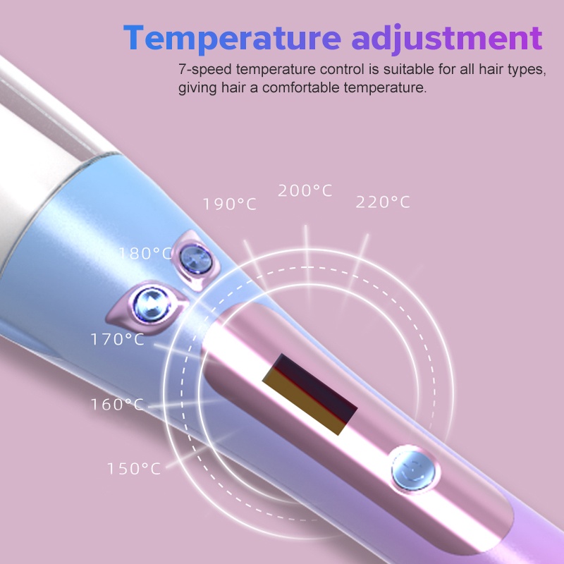 Máy uốn tóc UBEATOR màn hình LCD mặt gốm xoay tự động đa năng tạo kiểu tóc xoăn gợn sóng thần kỳ