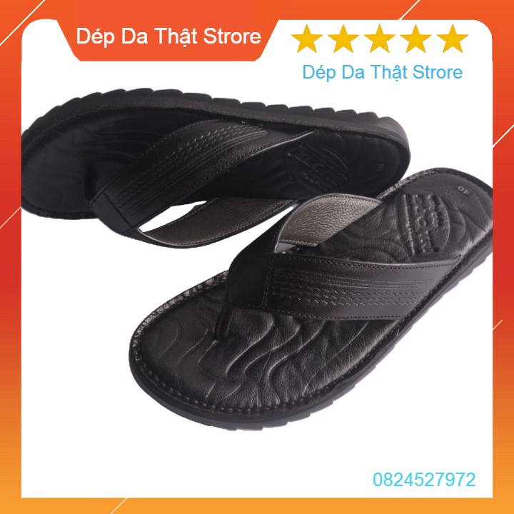 Dép nam quai kẹp xỏ ngón da bò cao cấp - Đế lót da BQ4 👑