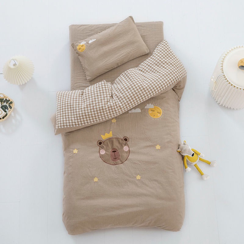 Bán trước۞Bộ chăn ga gối ba miếng cotton loại A wash cho trẻ em mẫu giáo 120 * 150