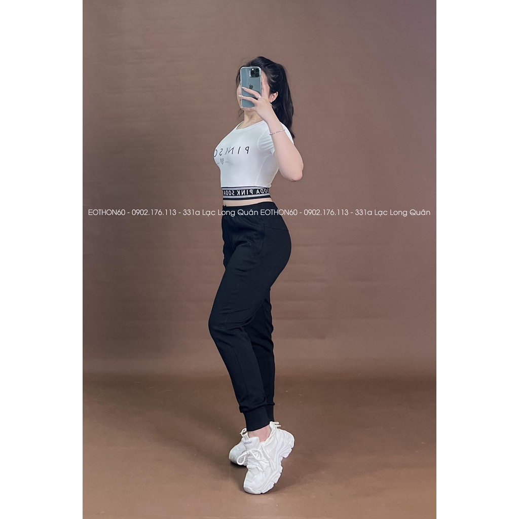 Áo crop pink soda ,jogger puma  Eothon60