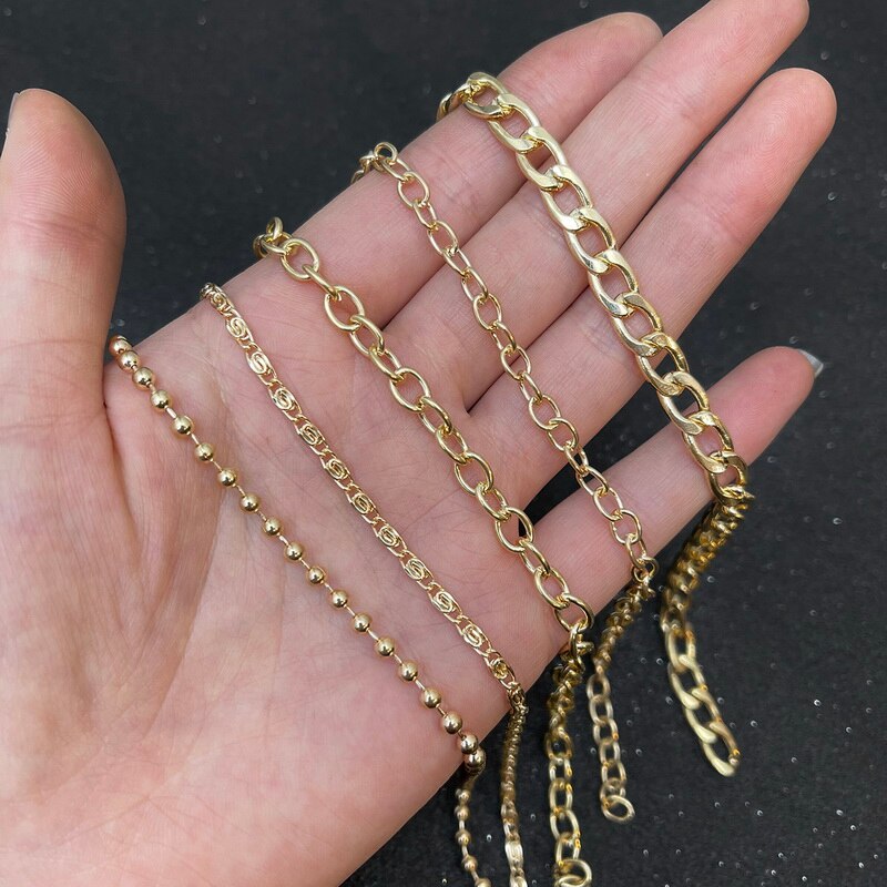 Dây xích dài bằng vàng KC dùng làm phụ kiện vòng cổ trang sức thủ công