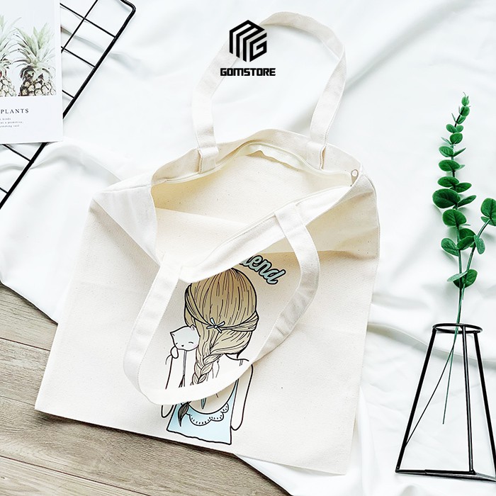 Túi tote GOM vải canvas ulzzang đựng đồ dễ thương nhiều mẫu phong cách Hàn Quốc