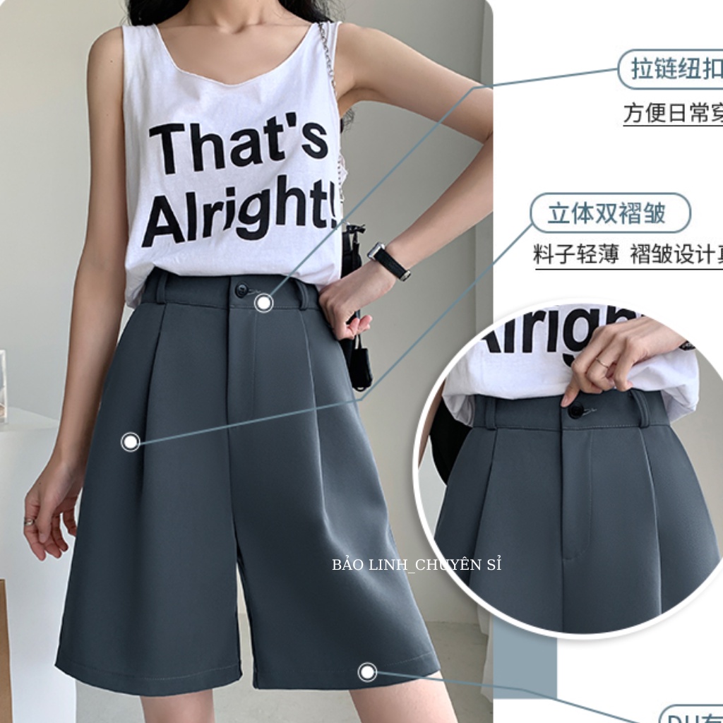 Quần Short Nữ Ống Rộng Bigsize Bảo Linh,Quần Đùi Cạp Cao Chun Sau Unisex Đi Chơi